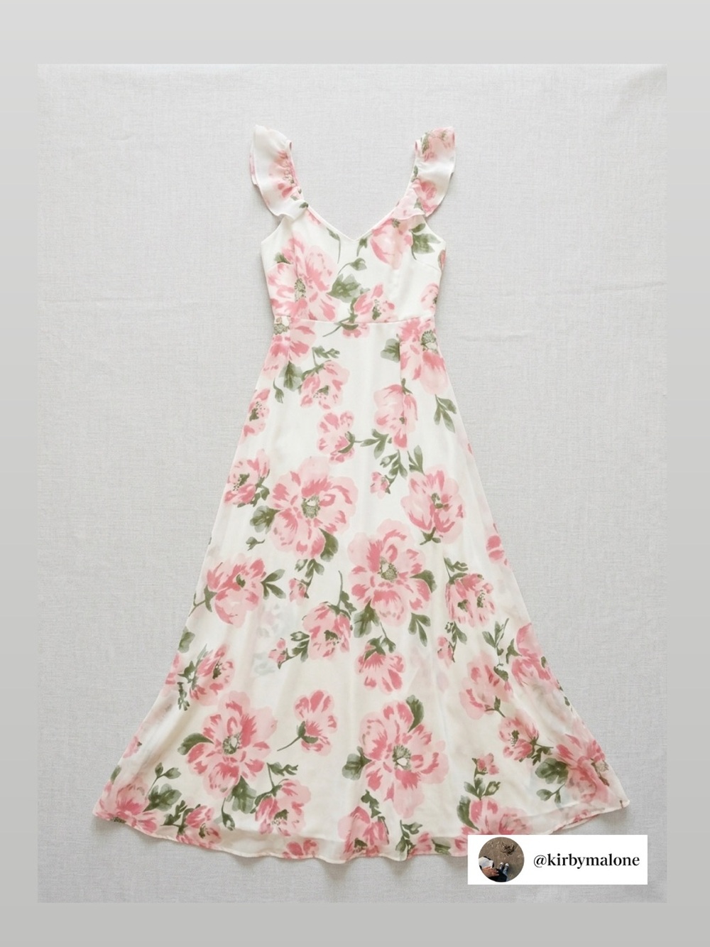 Chocolate White Maxi Dress with Pink Floral Print